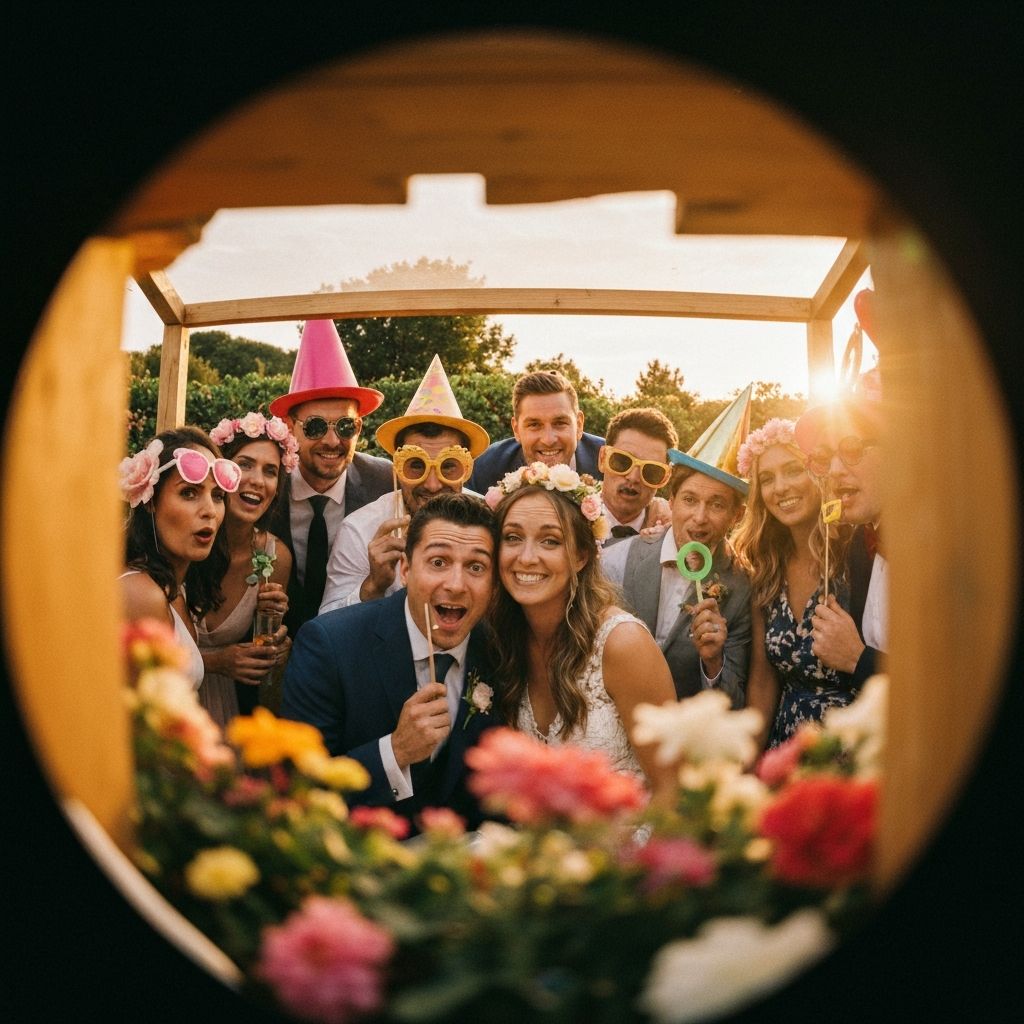 Bridal party with props