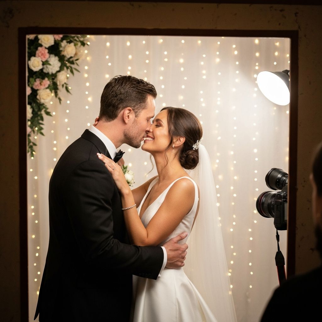 Wedding couple at photo booth