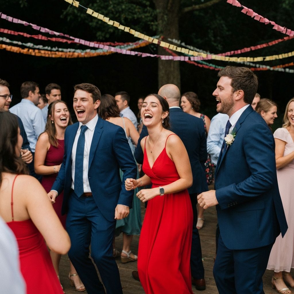 Wedding guests having fun
